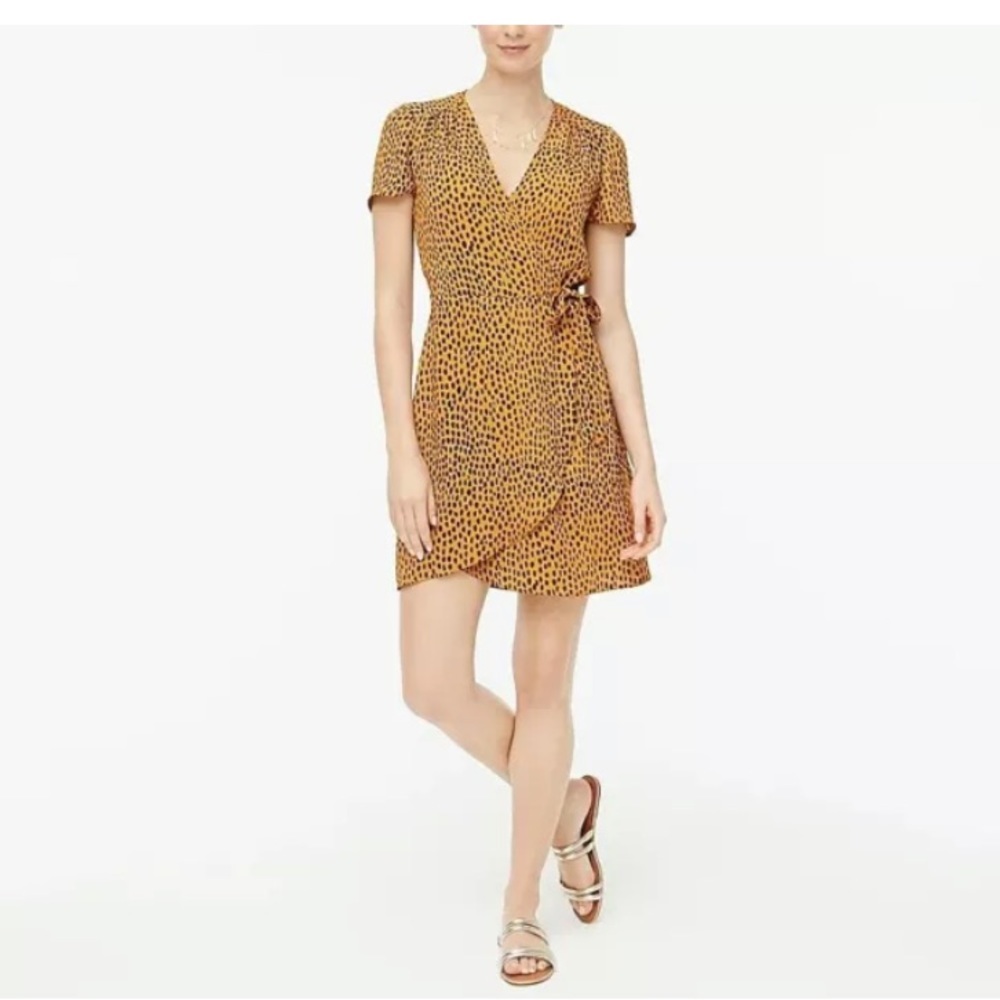 J. CREW amber with black Size 12 twill drapey wrap dress - Picture 3 of 12